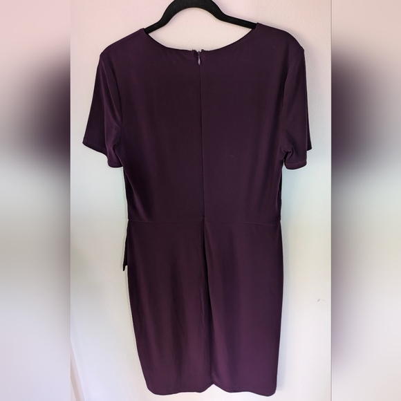 RALPH LAUREN Womens Purple Ruffled Short Sleeve Crew Neck Mini Sheath Dress 14 - Picture 6 of 12